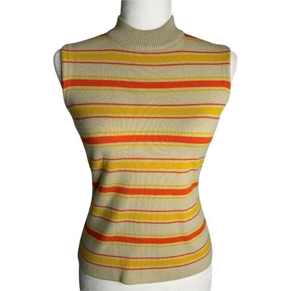 Vintage 60s 3 Piece Wool Jacket Pant Set XS Beige Orange Mod Preppy Collegiate - Picture 4 of 12